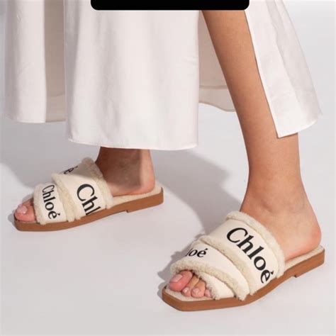 chloe woody shearling slides|Slides .